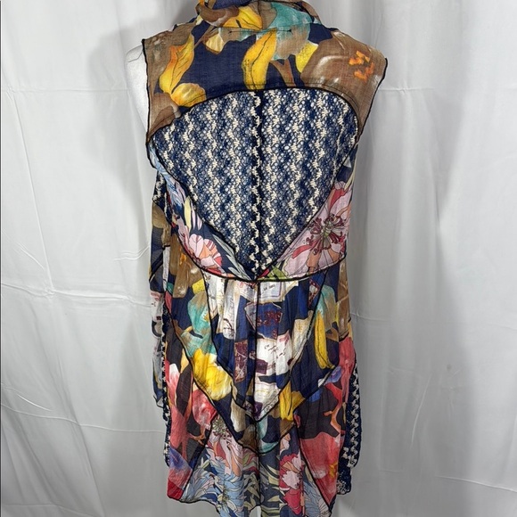 Soft Surroundings Colorful Sleeveless Floral CoverUp Top Size Small - Picture 6 of 9